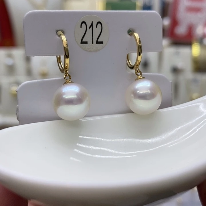 淡水珍珠耳饰18K金镶嵌