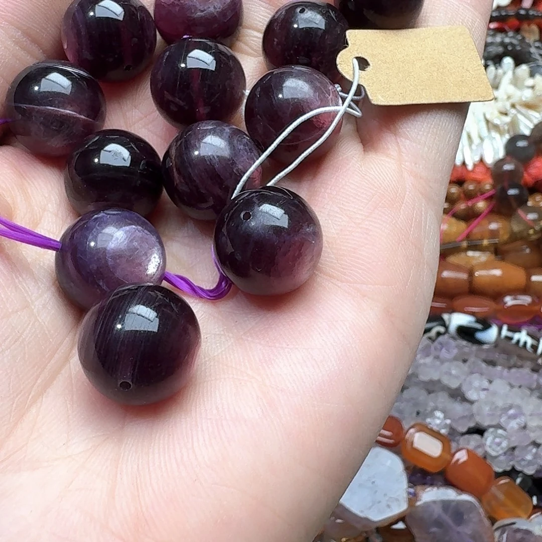 玛瑙/玉髓未镶嵌珠宝半成品一颗16mm紫锂云母