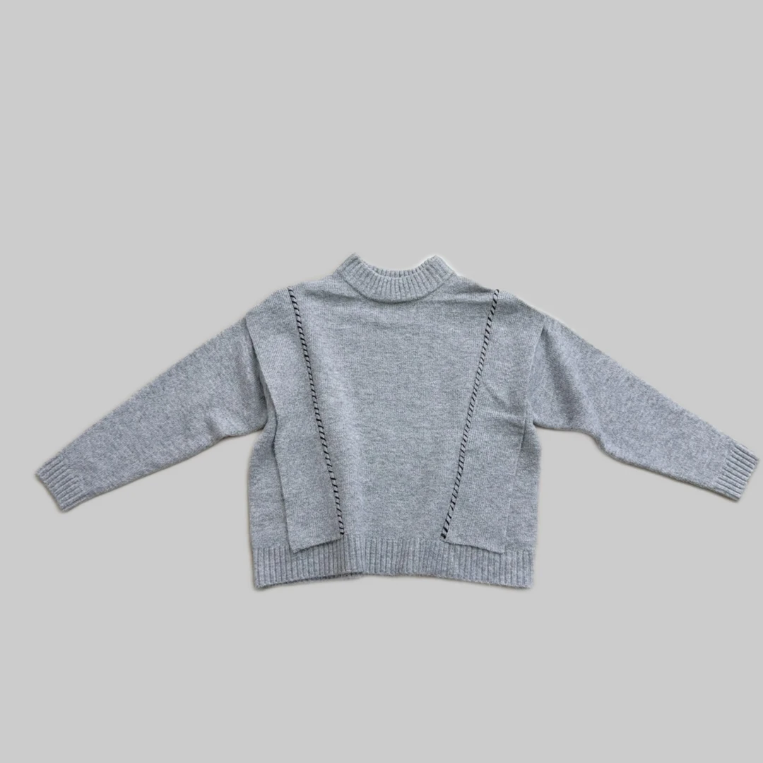 Z-7 五色高端立体设计款圆领宽松休闲针织毛衣