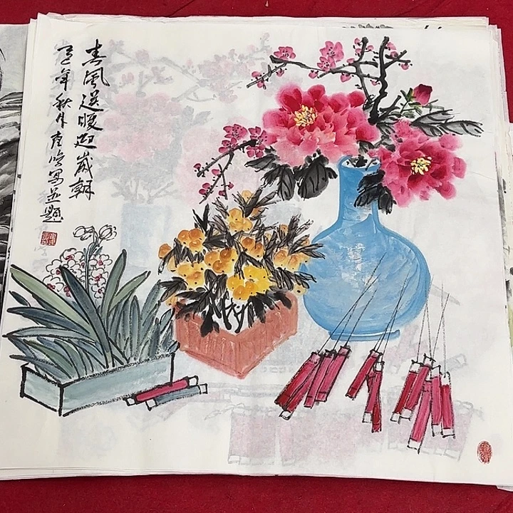 国画花鸟的翅膀是由两只