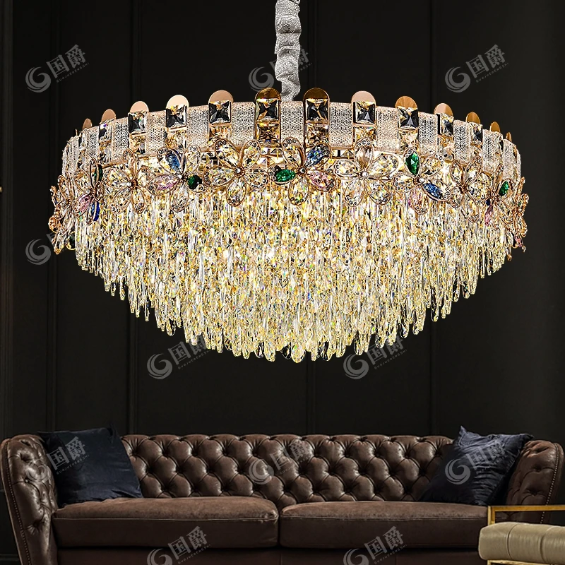国爵法式轻奢花瓣水晶吊灯2025年新款高级感客厅灯意式主卧室餐厅
