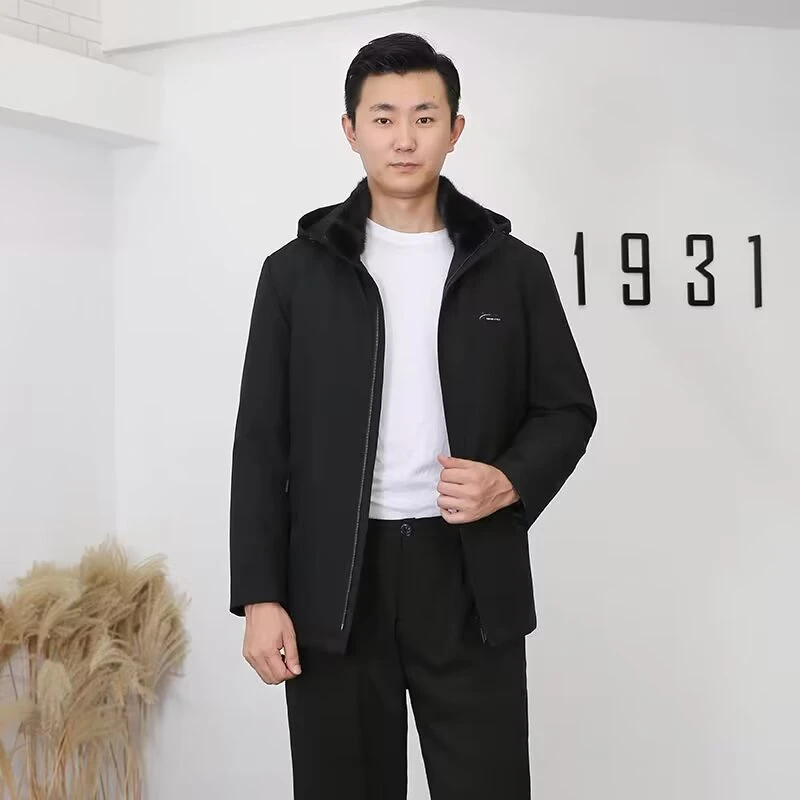 9515男士休闲商务青根貂内胆可拆卸派克服