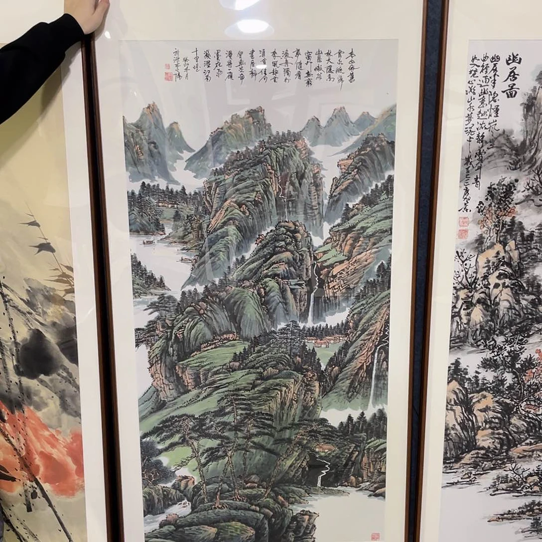 国画手绘作品带框