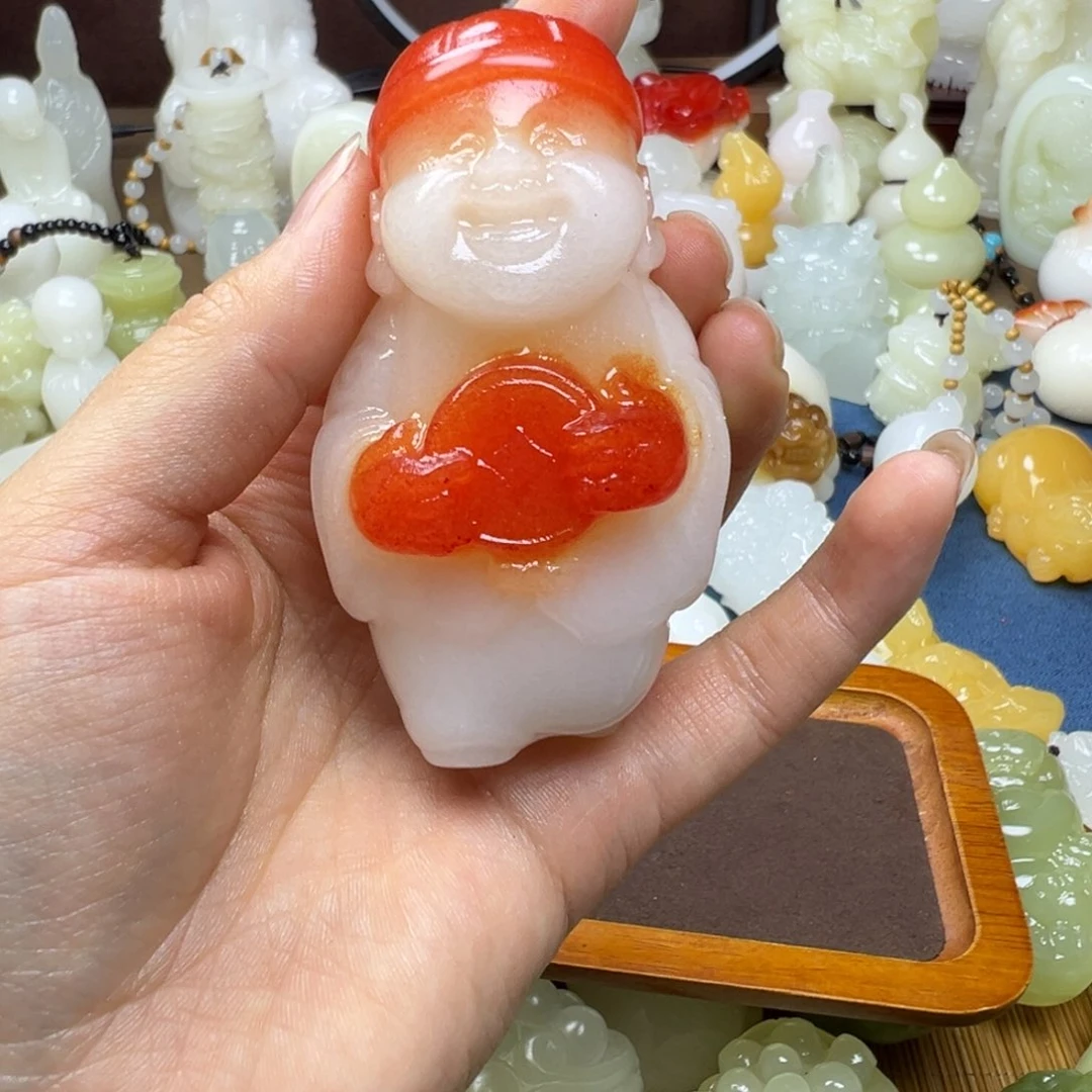 石材巍**石手工雕刻立体财主