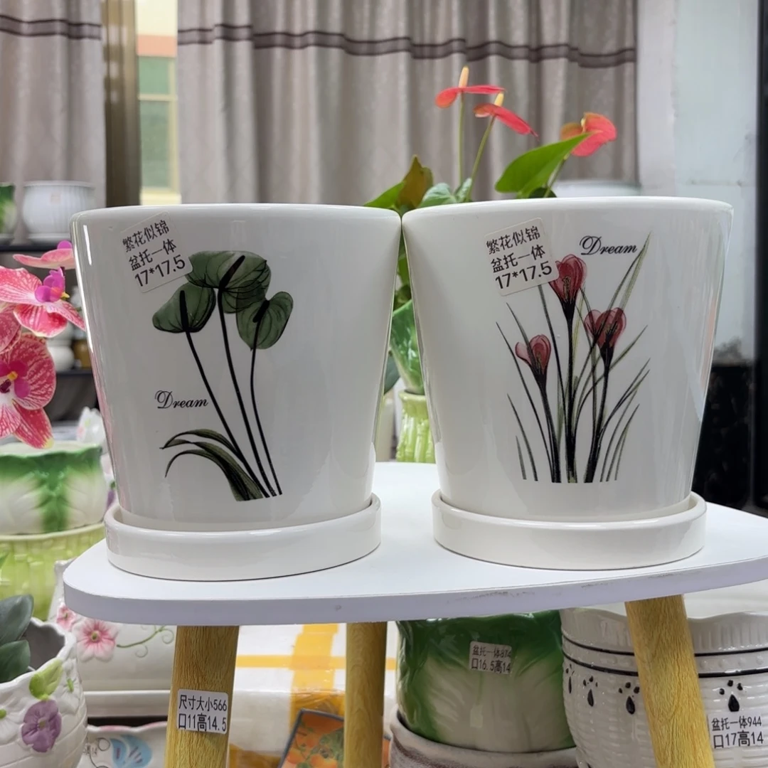 @夏西陶瓷花盆@繁花似锦