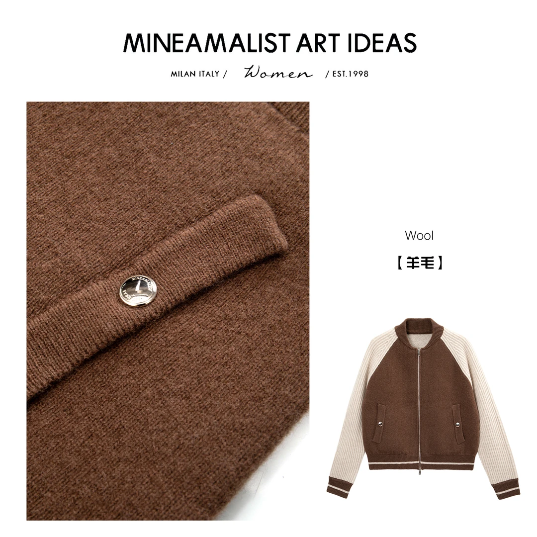 MINEAMALIST ART IDEAS经典B.C撞色棒球夹克羊毛外套ZY1648