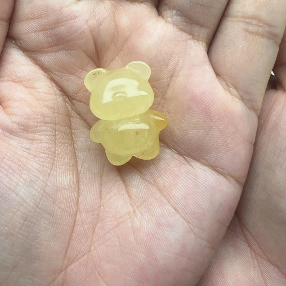 琥珀未镶嵌珠宝奇石小熊打孔不退换