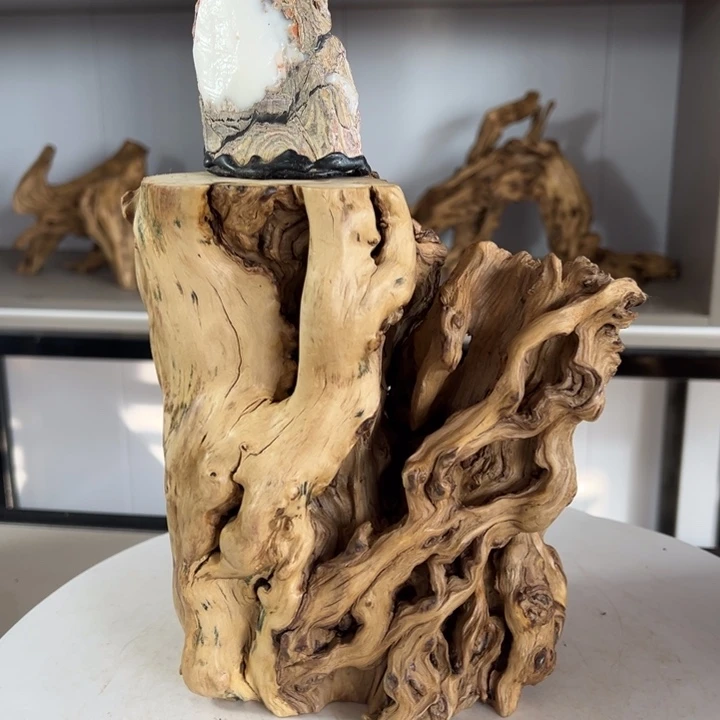 木石榴木榴疤底座摆件