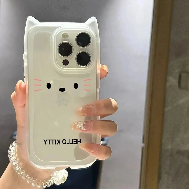 欧克里里kitty表情适用苹果16promax手机壳15/14猫耳朵13/12/11女