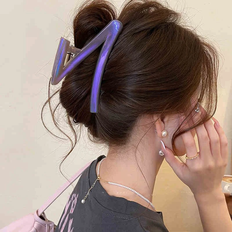 高质量小众Z字形抓夹女高级感2025新款大号鲨鱼夹发夹后脑勺头饰