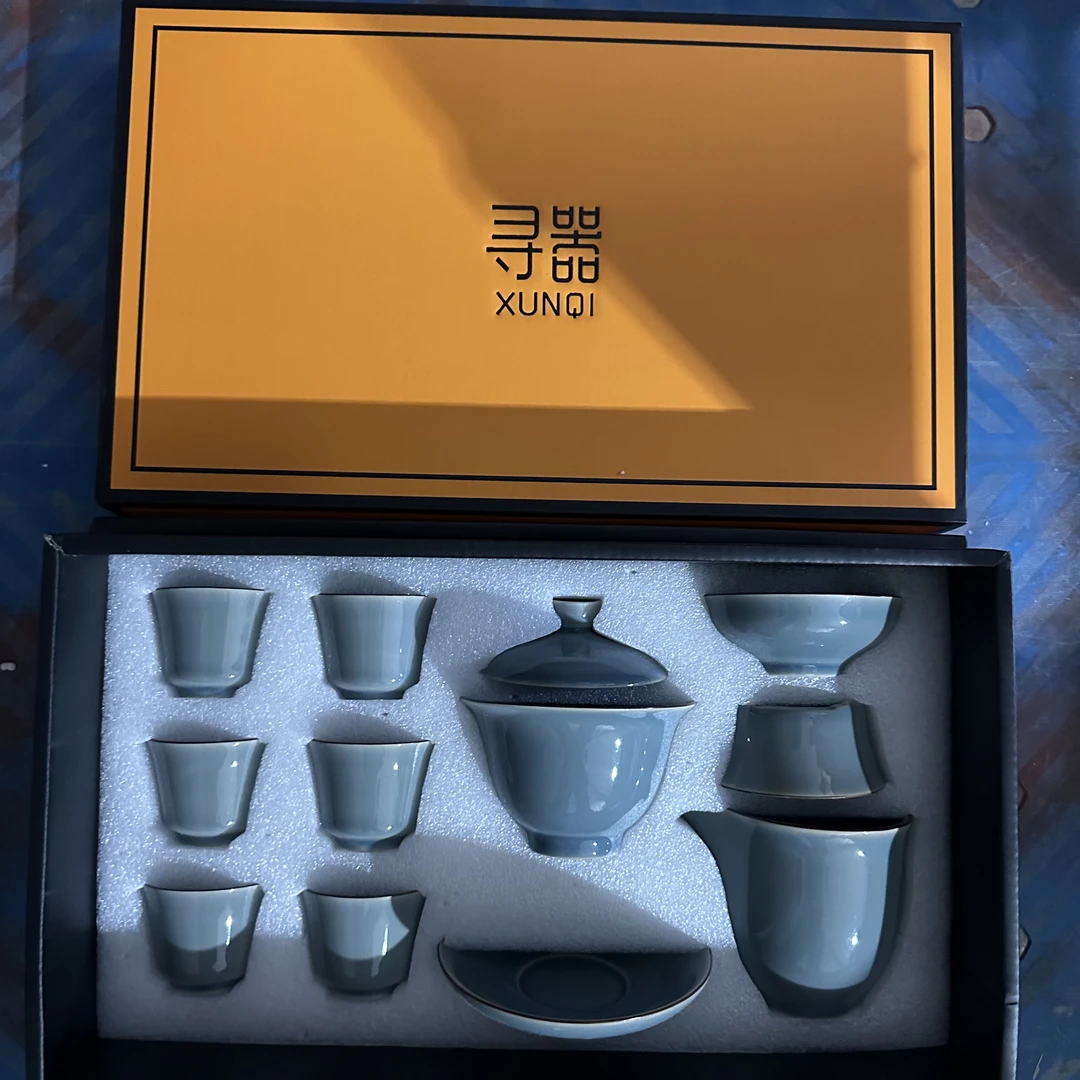 影青陶瓷功夫茶具盖碗套组青白瓷泡茶碗茶杯整套茶具套装
