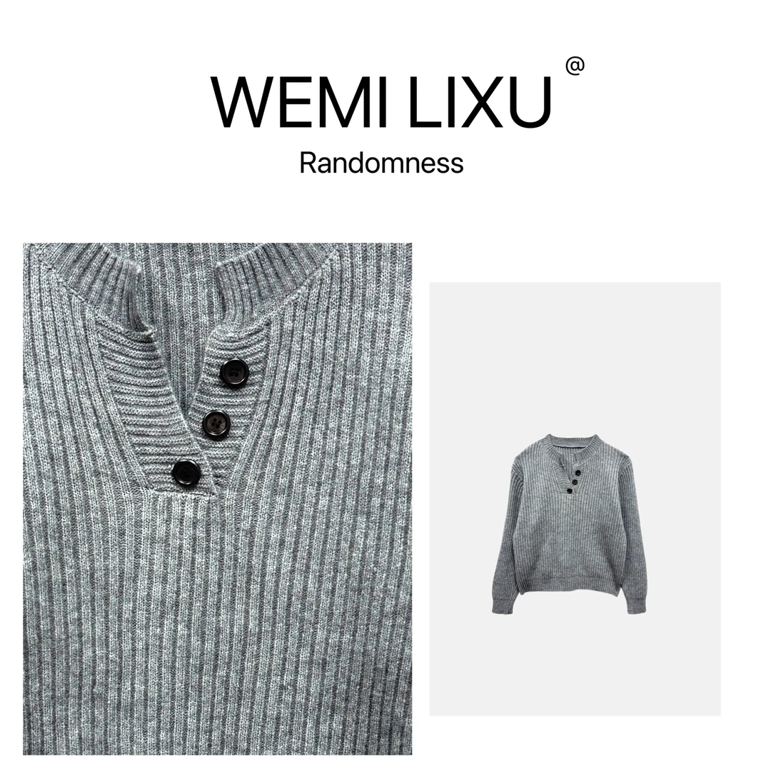 WEMI LIXU“秋日暖阳“秋冬时尚百搭圆领长袖毛针织衫遮肉显瘦3211