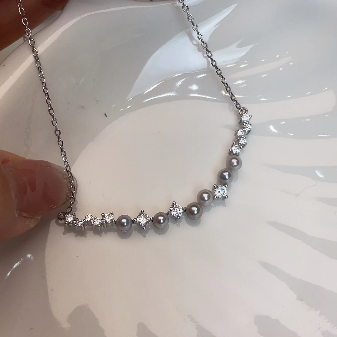 海水珍珠银S925镶嵌颈饰