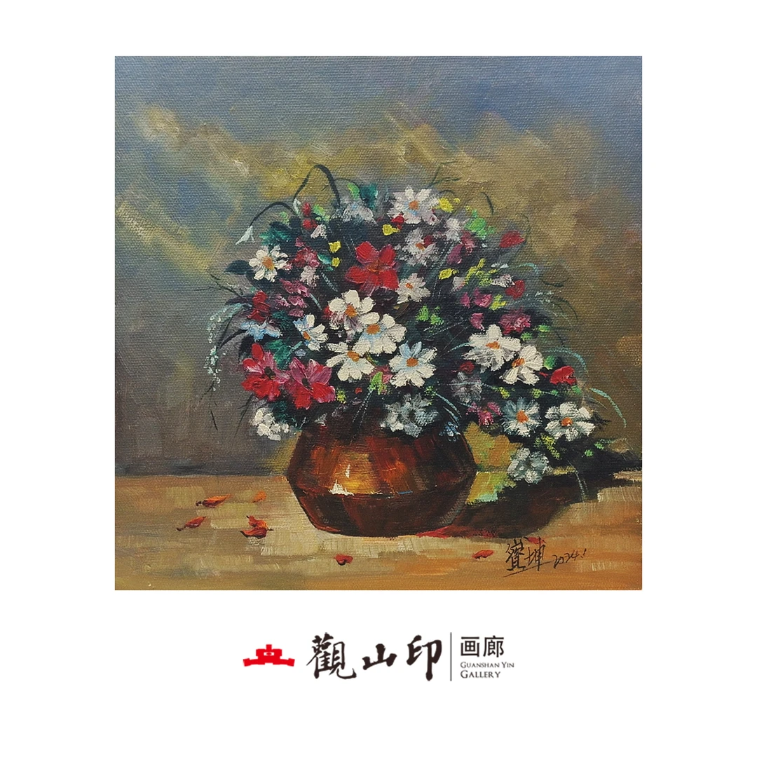 S原创手绘风景油画27x27cm花卉作品4302