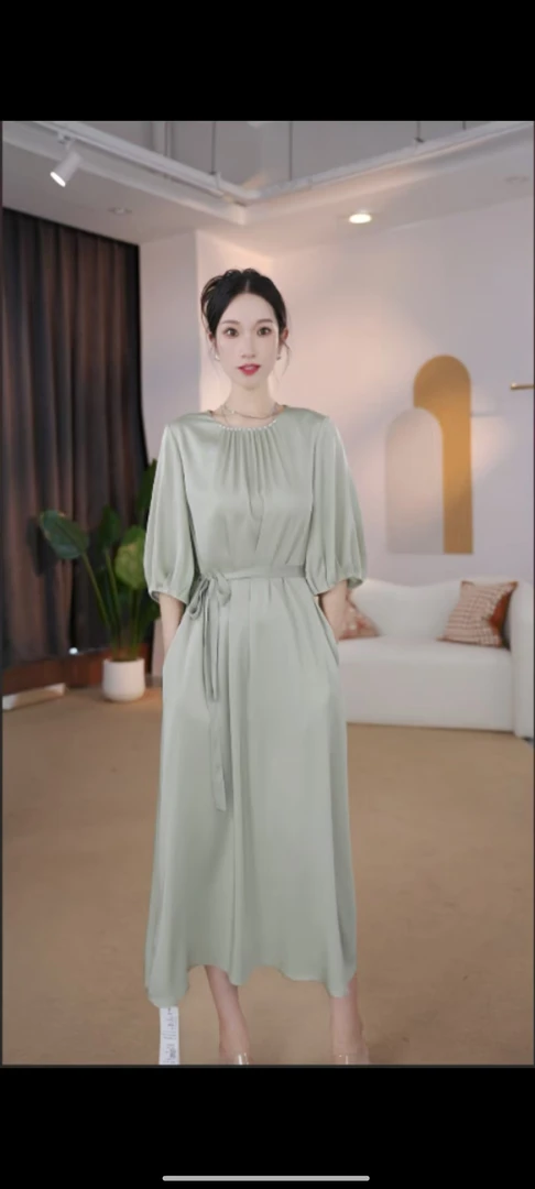 夏季新款时尚优雅桑蚕丝连衣裙61616