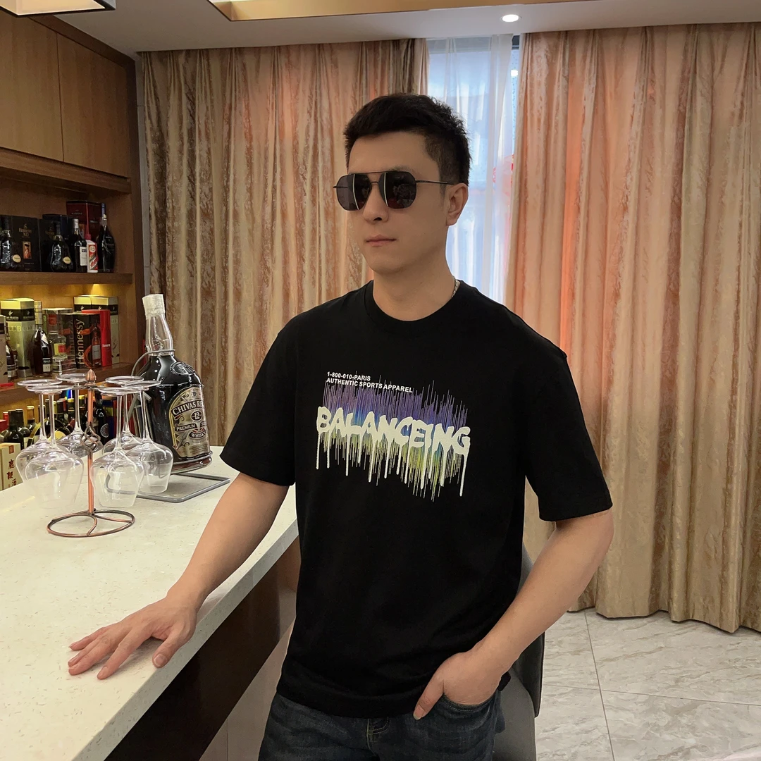 2025夏季男士新款潮流图案字母印花上衣时尚短袖T恤高品质7562