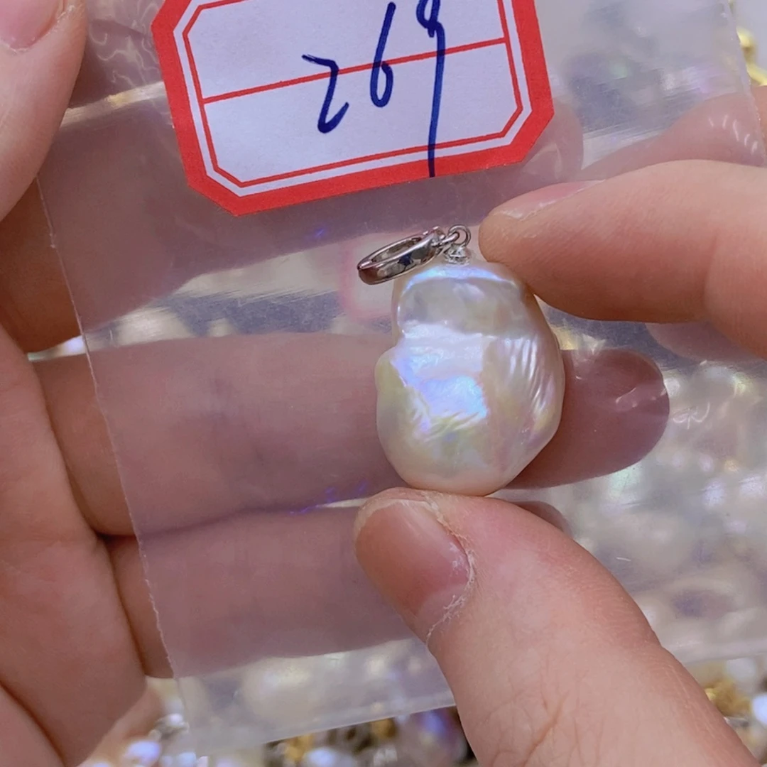 淡水珍珠银S925镶嵌吊坠(不含链)