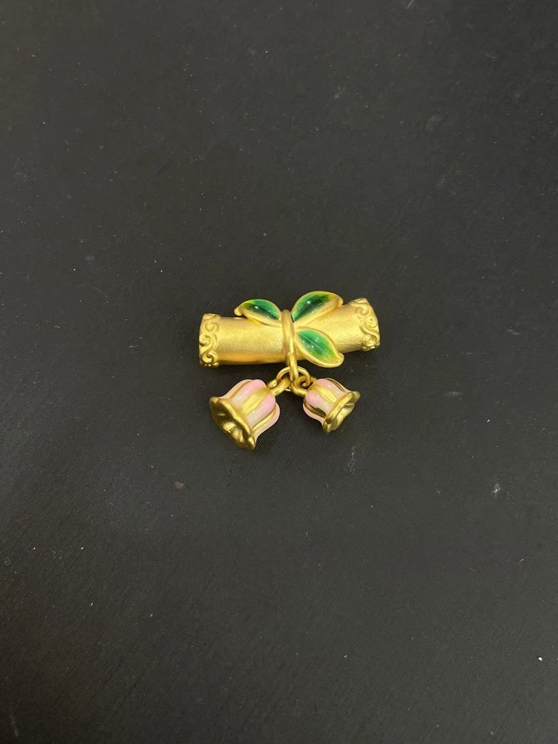 【金展珠宝】足金 铃兰花竹节配件 珐琅工艺