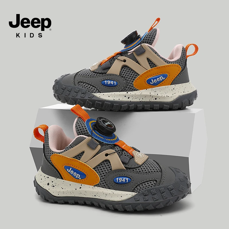 jeep童鞋中大童网面儿童运动鞋秋冬透气防滑跑步鞋男童户外登山鞋