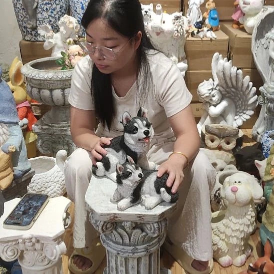 合成树脂树脂两只哈士奇