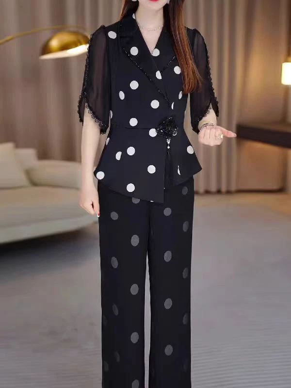 套装女2025新款夏季时髦洋气质名媛贵夫人品牌妈妈减龄职业两件套