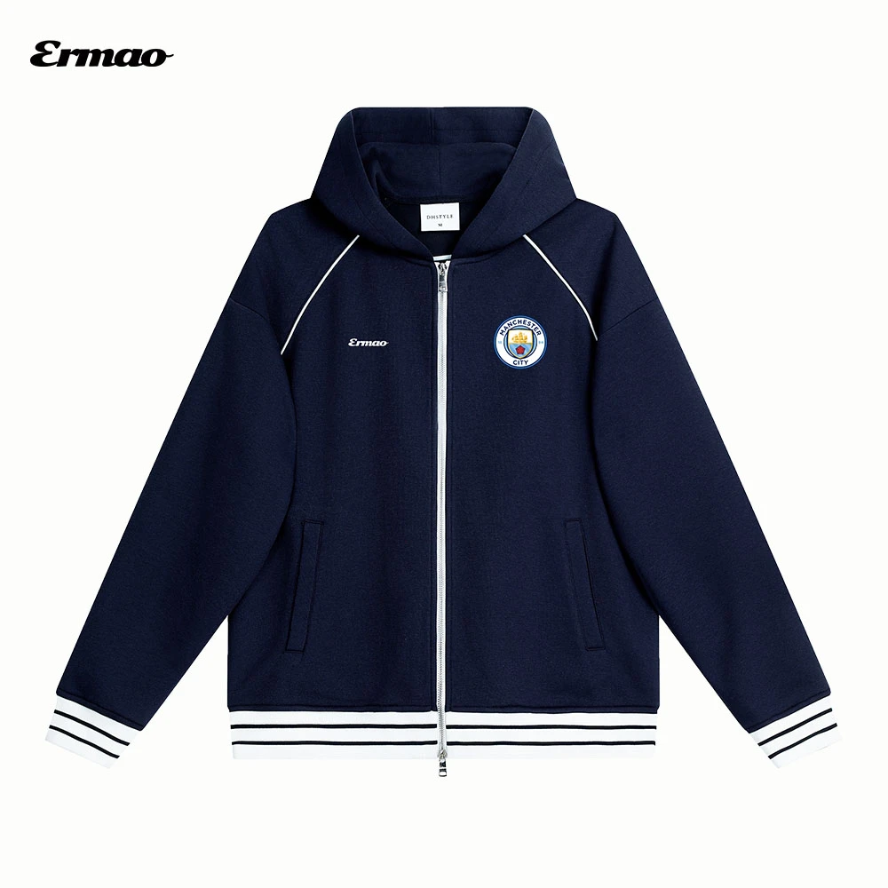 ERMAO-曼城球队基础款足球拉链带帽夹克卫衣男女重磅厚款长袖秋冬