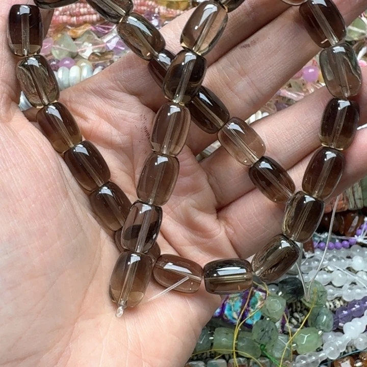 未镶嵌玛瑙/玉髓珠宝半成品一条10x13mm全净体茶晶
