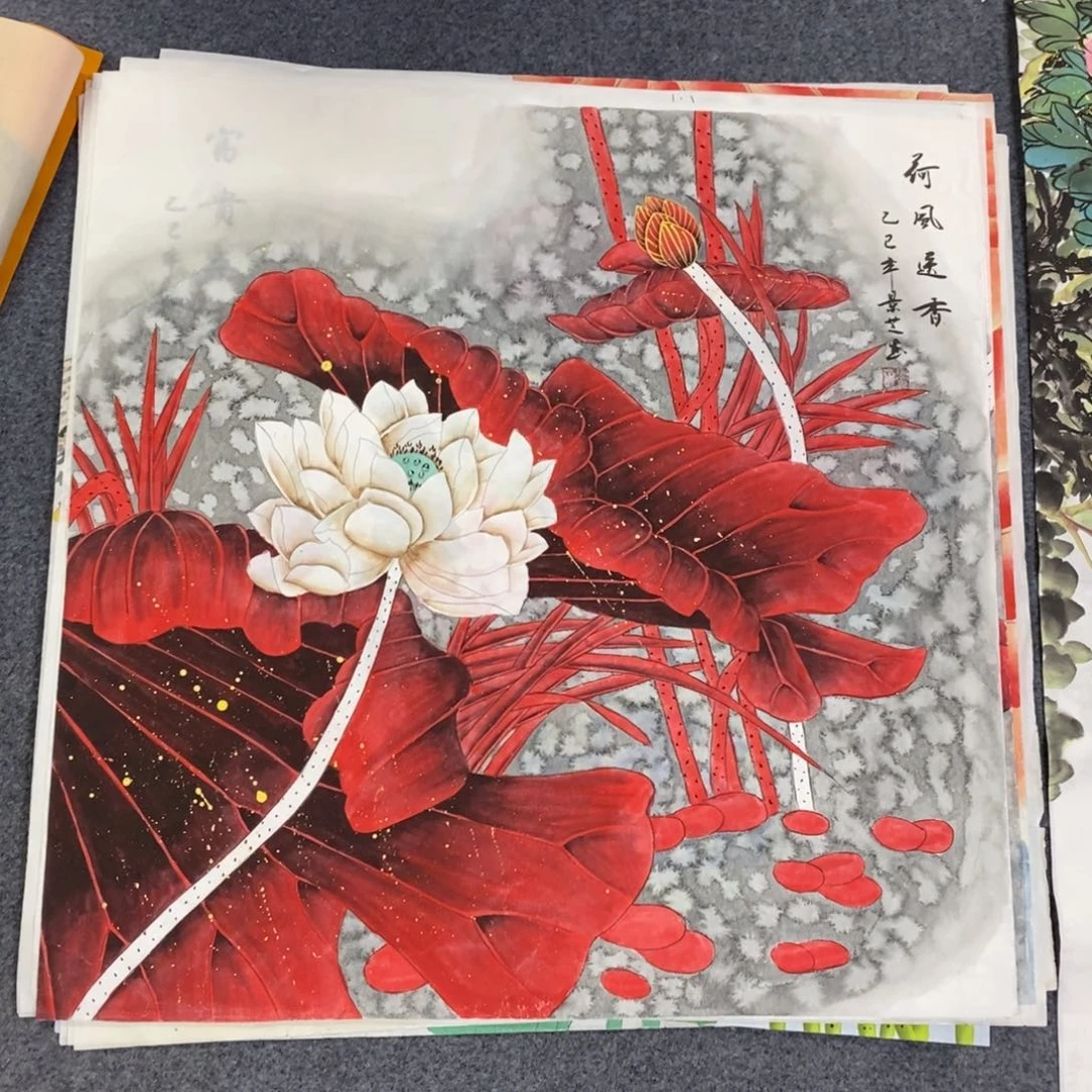 国画尺寸70✖️70工笔斗方手绘画