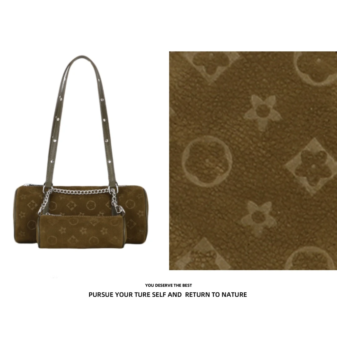 新款秋冬经典老花轻奢单肩手提圆筒包#9069