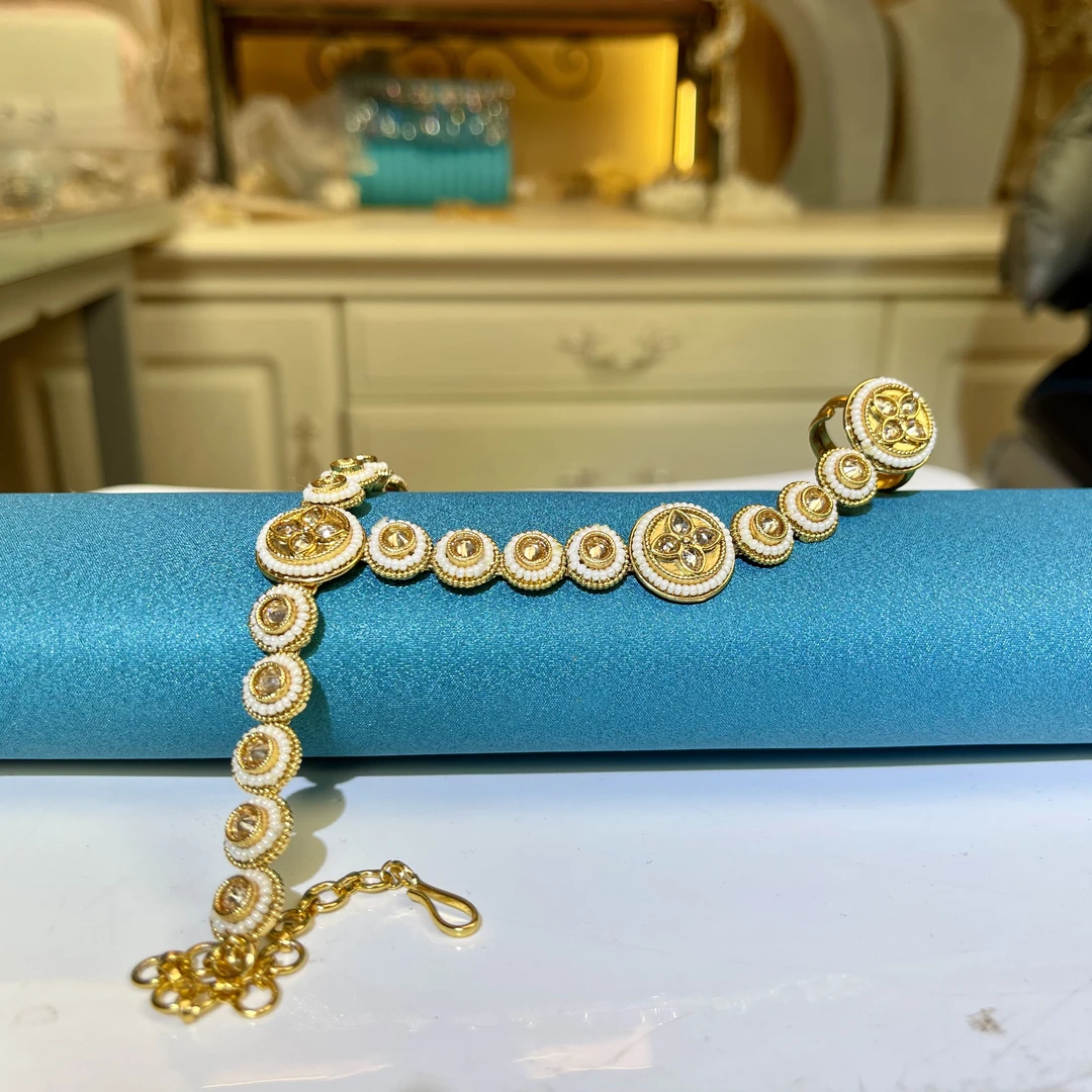 铜合金玻璃手链 【02787】印度印巴手指链气质轻奢百搭金色精致复古