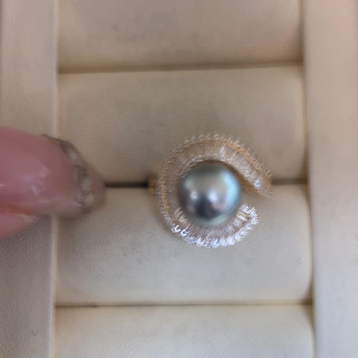 银S925镶嵌戒指海水珍珠