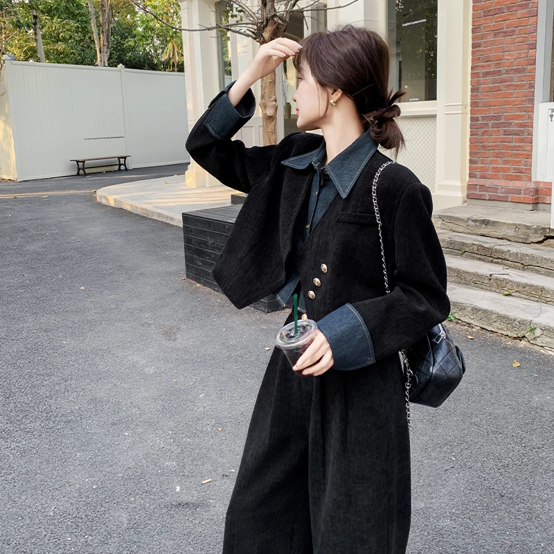 法式复古高级感套装女2025春季新款假两件外套大方得体穿搭两件套