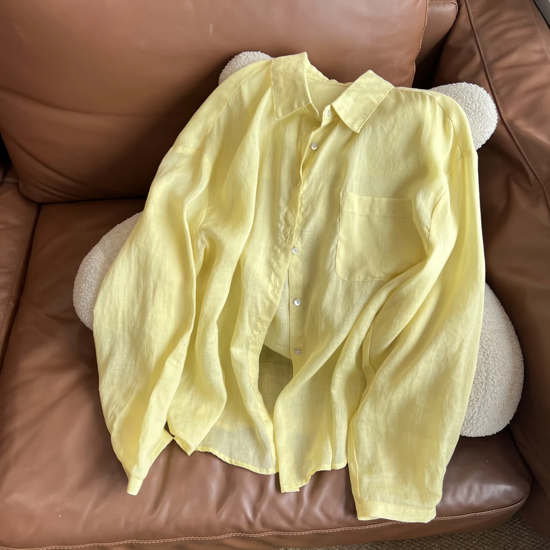 MUHOHUI【彩色麻料防晒衬衣】纯欲慵懒风时尚韩版潮流财阀千金女装