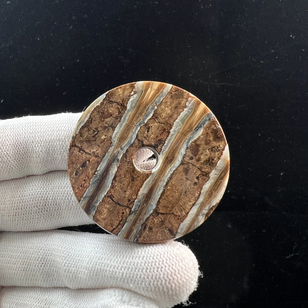 N1823天然猛犸牙 臼齿平安扣 43*9.5mm支持鉴定 假一罚四