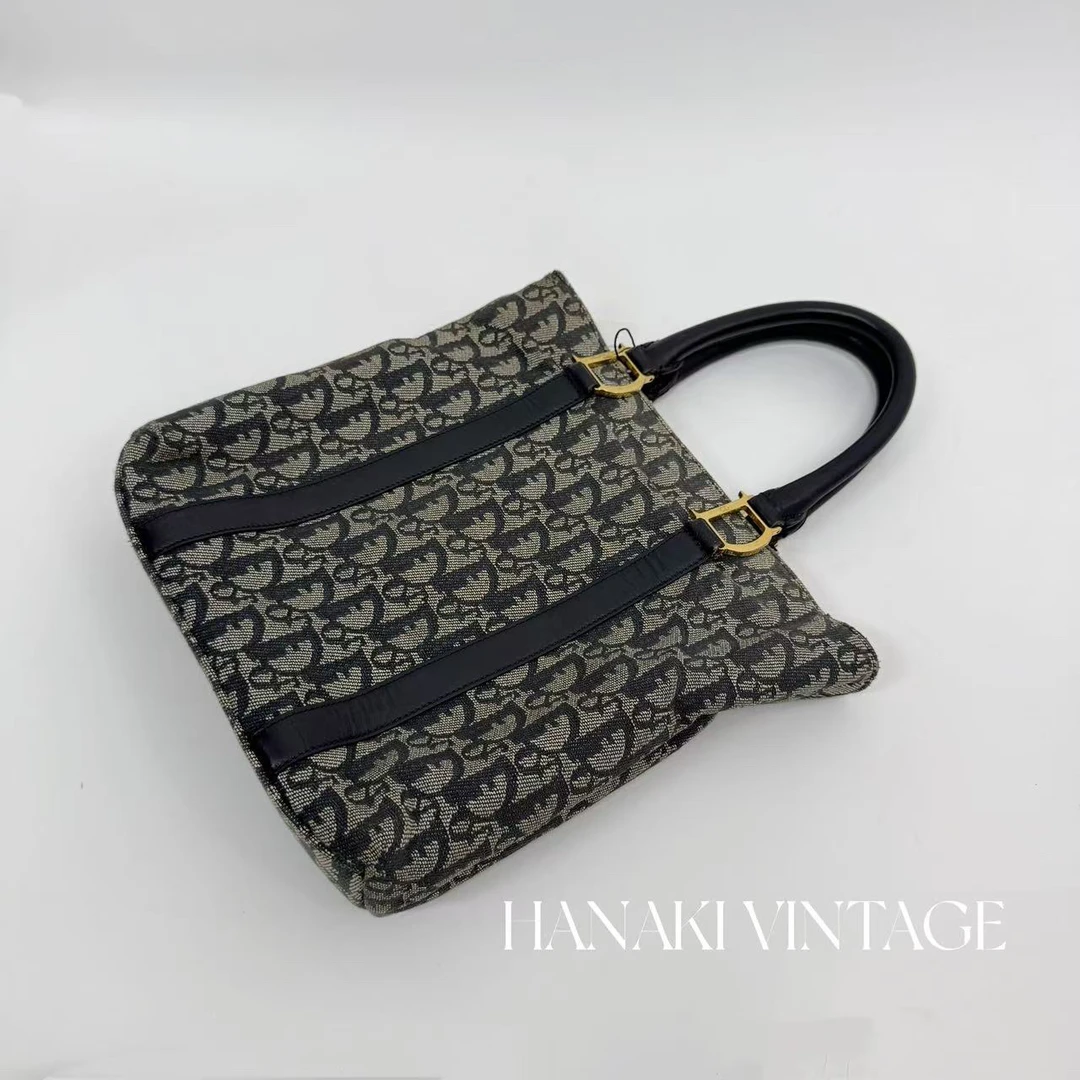 95新 DIOR/迪奥 花绮二店/Dior 蓝金老花小号托特手提包