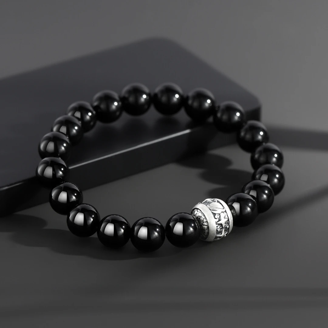 足银手链 男士手链999足银手串男款原创圣诞礼物送男友FJ51804-Z