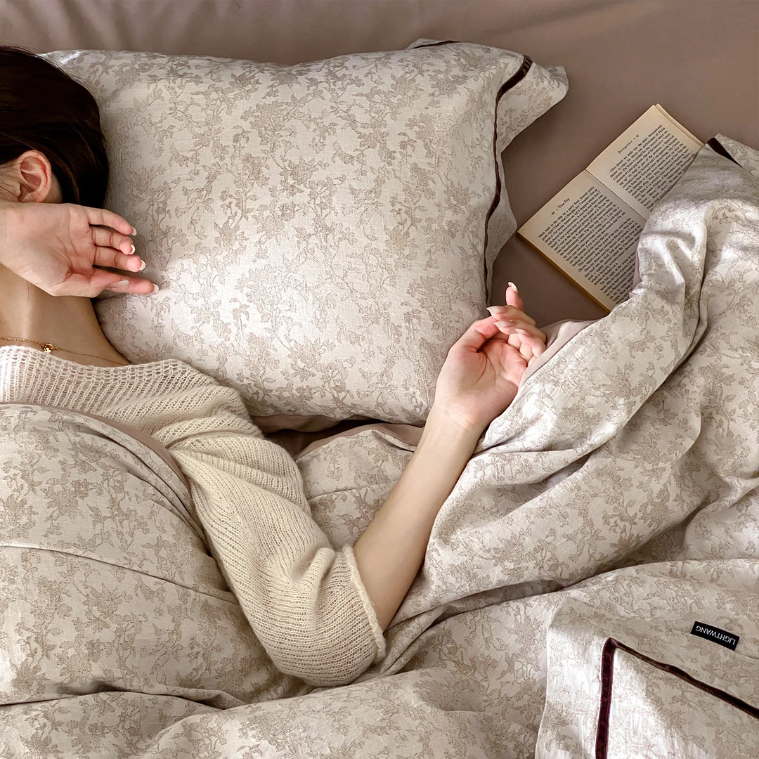 提花高级感丨秋冬新款磨毛四件套棉麻亚麻现代轻奢风主卧室床品