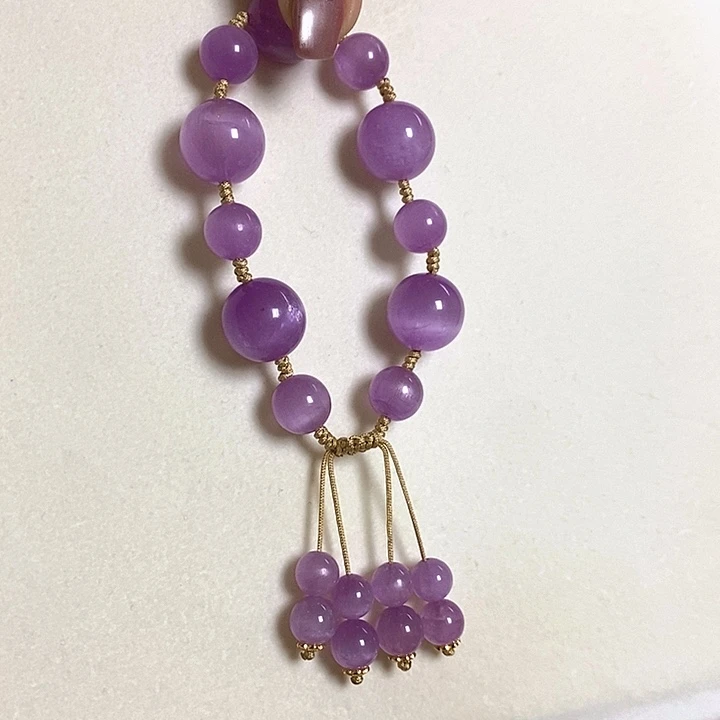 未镶嵌紫锂辉高冰收藏级顶配手串10-15锂辉石