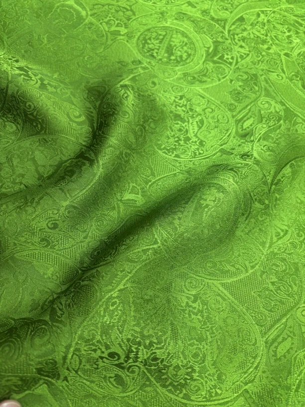 牛油果绿 罗马假日人丝全孔萝国风新中式服装面料