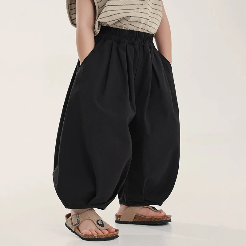 男童裤子夏季新款儿童薄款九分裤中小童纯色宽松灯笼裤