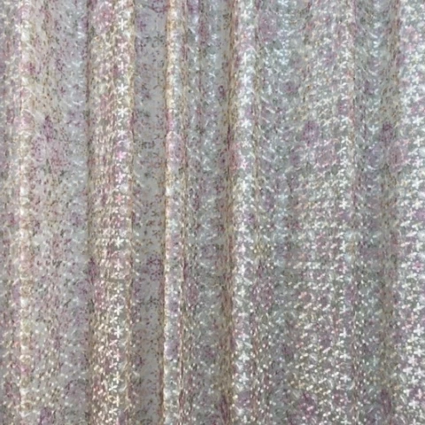 彩色绣花满绣纱帘6米对开