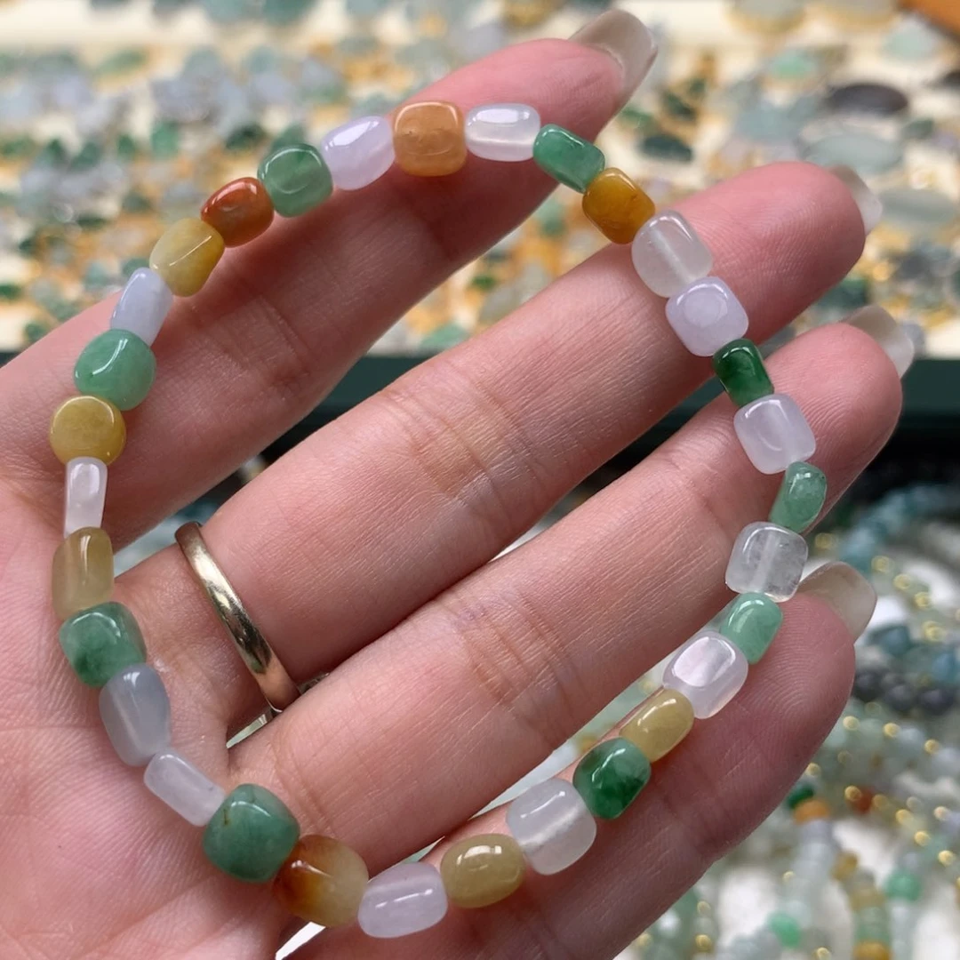 散珠翡翠方糖手串