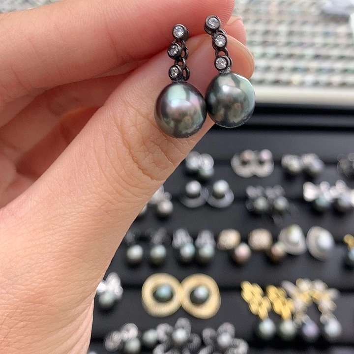 海水珍珠耳饰银S925镶嵌