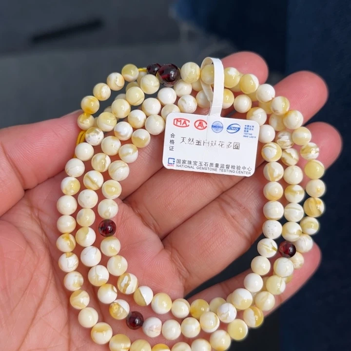 琥珀未镶嵌珠宝奇石M2154号5+瓷白多圈