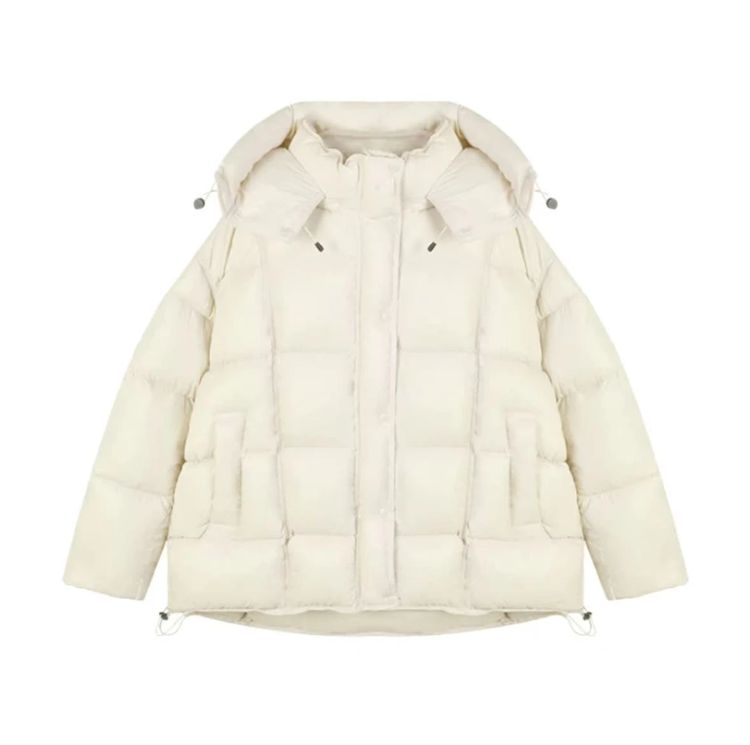 绒子含量90% 露丝同款2025新款时尚百搭泡芙连帽羽绒服066