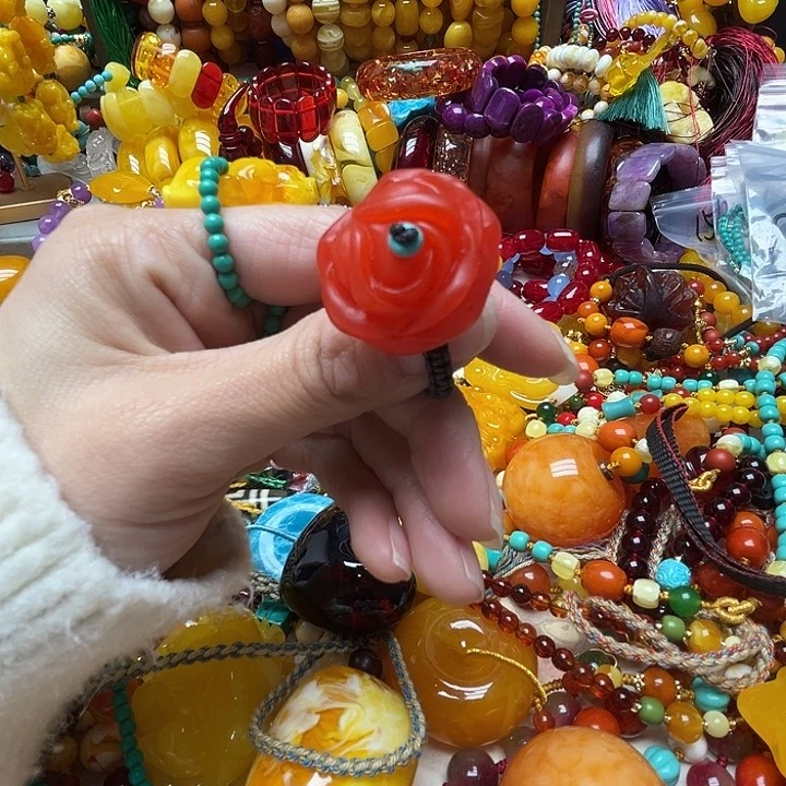 树脂制品5156,红皮花戒指