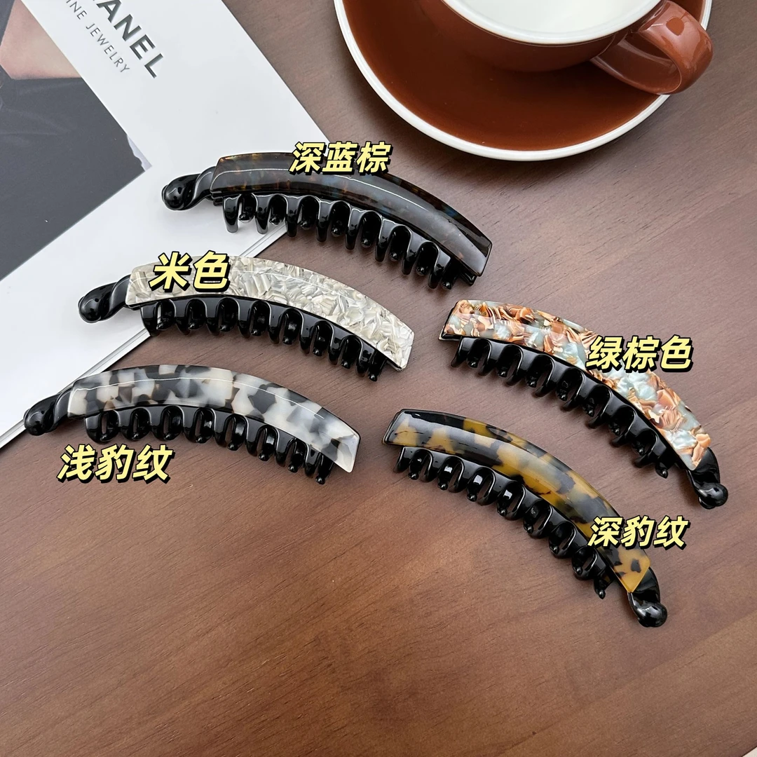 醋酸高级材质香蕉夹时尚百搭女生发饰抓夹色豹纹大号发夹马尾夹