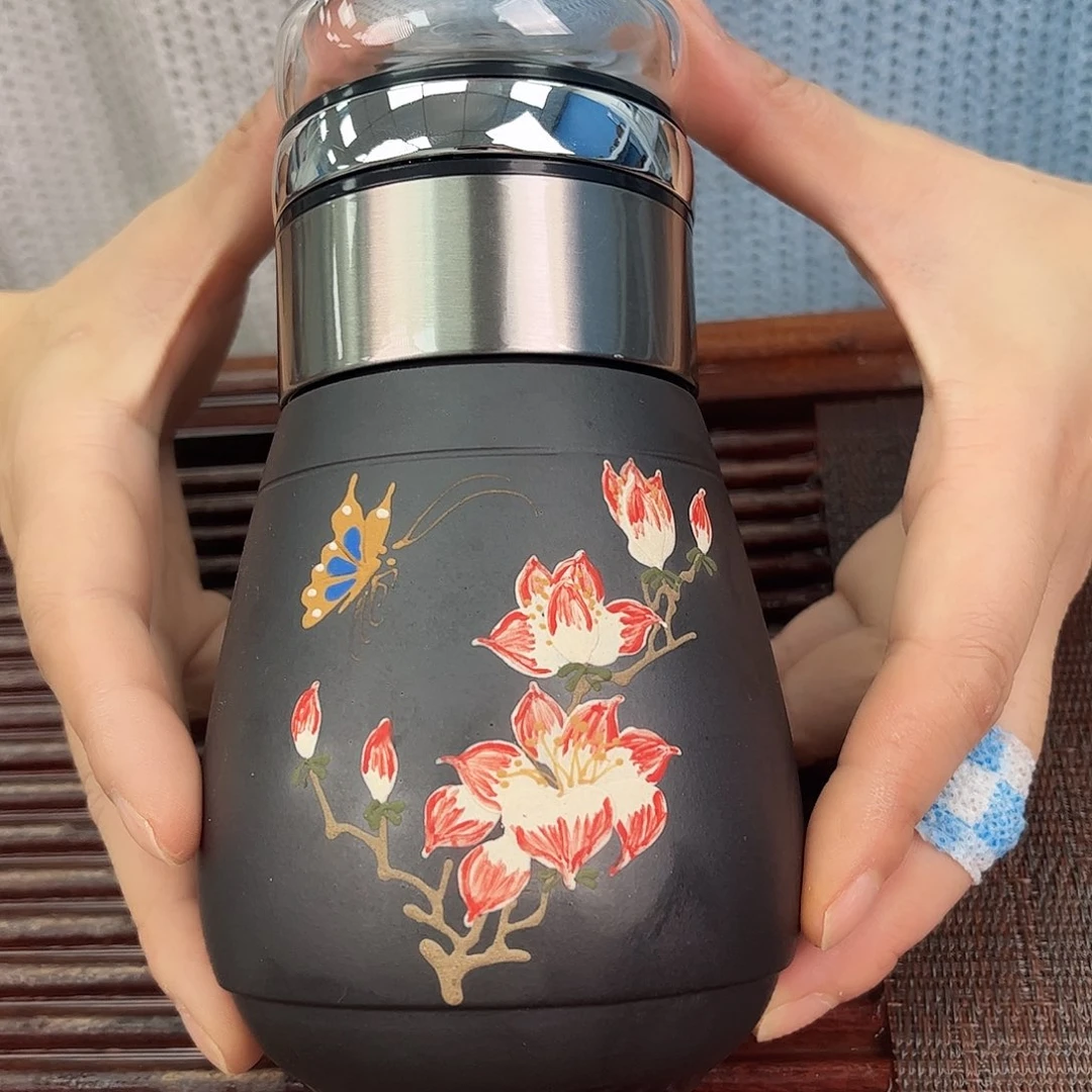 宜兴原矿紫砂全手工盖杯
