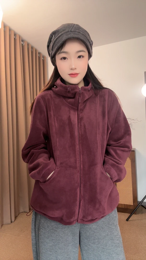 【琴琴】澳粒绒韩版休闲运动户外时尚保暖宽松基础简约百搭休闲外套