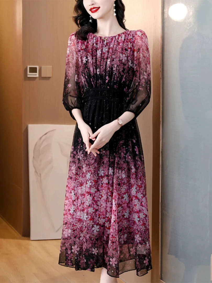 1115常规领桑蚕丝夏季连衣裙收腰裙夏季时尚款